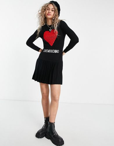 Core Heart - Vestito in maglia con logo e cuore rosso - Love Moschino - Modalova