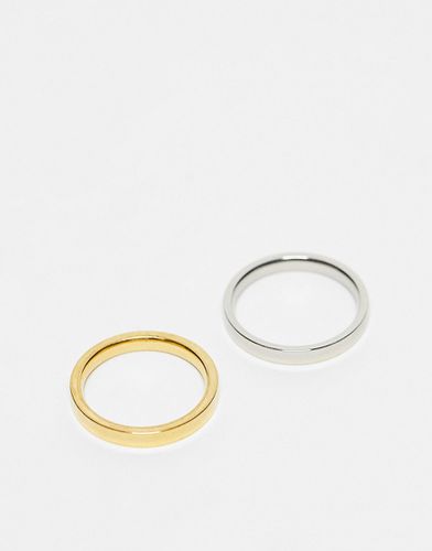 Confezione di anelli a fascia da 2 e 3 mm in acciaio inossidabile color platino e - LOST SOULS - Modalova