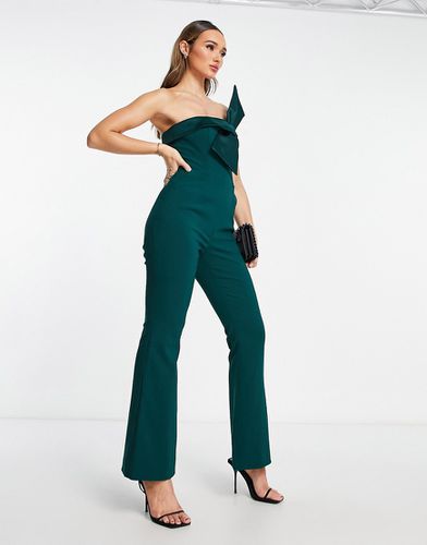 Tuta jumpsuit smeraldo a fascia con fiocco - Lavish Alice - Modalova