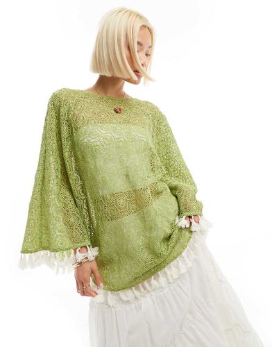 X Olivia Grace Herring - Poncho all'uncinetto con nappe - Labelrail - Modalova