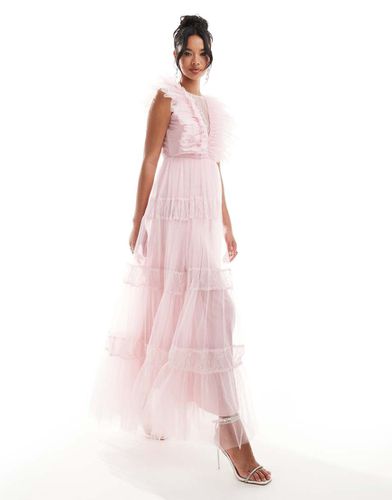 Vestito lungo in tulle tenue con inserto in pizzo - Lace & Beads - Modalova