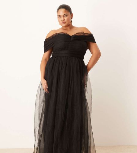 Robe en tulle à épaules dénudées avec naud - Lace & Beads Plus - Modalova