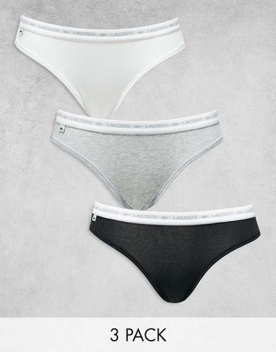 Confezione da 3 slip neri, bianchi e grigi con logo - Lacoste - Modalova