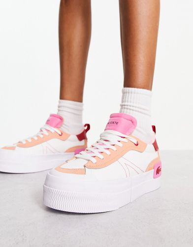 L004 - Sneakers platform bianche e rosa in tela - Lacoste - Modalova