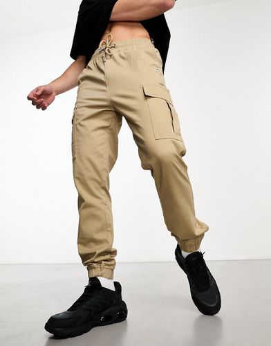 Pantaloni cargo con fondo elasticizzato color pietra - Le Breve - Modalova