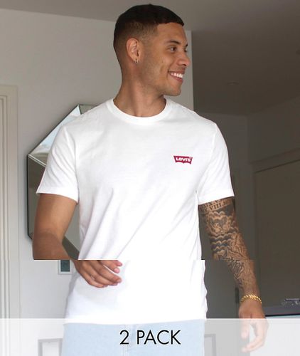 Confezione da 2 T-shirt girocollo con logo batwing bianco e grigio mélange - Levi's - Modalova