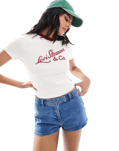 Sporty Archival - T-shirt crema con scritta del logo e bordino a contrasto - Levi's - Modalova