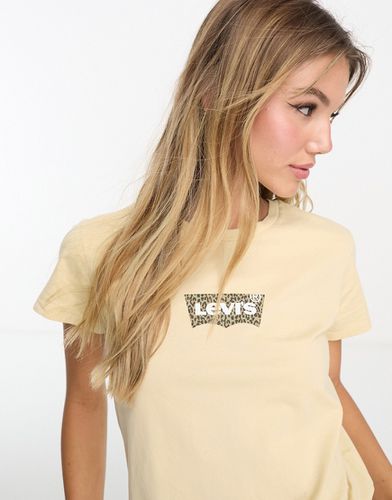 Perfect - T-shirt crema con stampa leopardata del logo sul petto - Levi's - Modalova