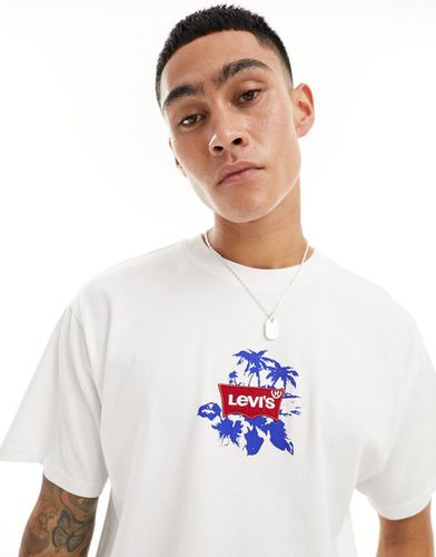 T-shirt bianca con stampa di palme e del logo al centro e sul retro - Levi's - Modalova