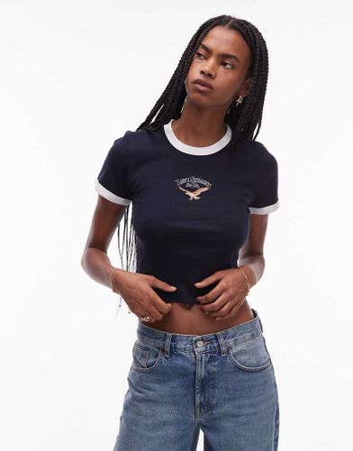 T-shirt crop top à imprimé central et bords contrastants - Levi's - Modalova