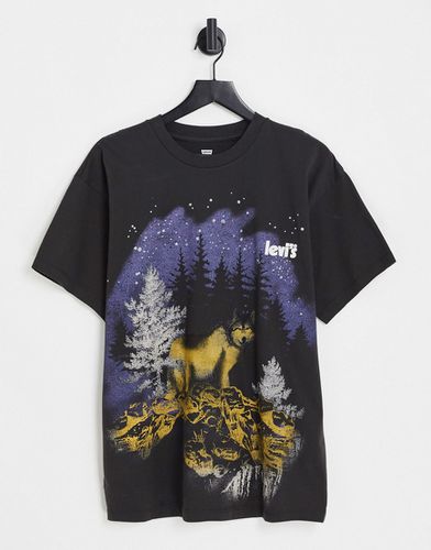 T-shirt nera con grafica di lupo - Levi's - Modalova