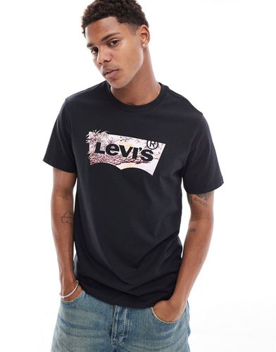 T-shirt nera con logo batwing a fiori tropicali - Levi's - Modalova