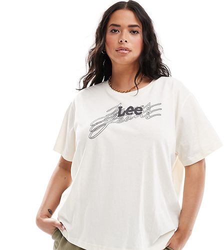 T-shirt écru con logo vistoso - Lee Plus - Modalova