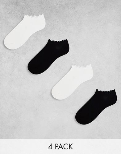 Confezione da 4 paia di calzini alla caviglia con bordi ondulati - Lindex - Modalova