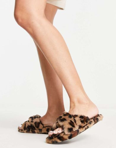 Pantofole con fascette incrociate morbide leopardate - Lipsy - Modalova