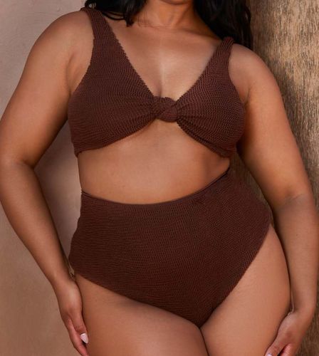 Curve X Bernadette Afia - Slip bikini a vita alta color caffè stropicciato - Moda Minx - Modalova