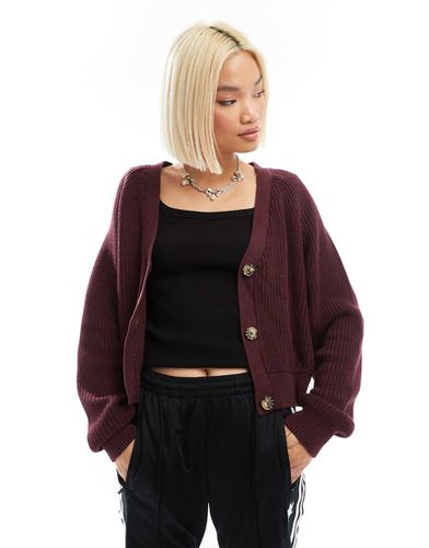 Cardigan in maglia bordeaux a coste a trecce - Monki - Modalova