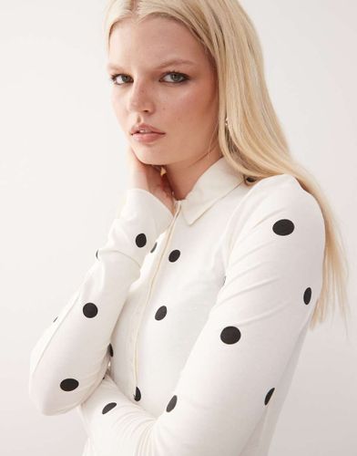 Body chemise en jersey à manches longues - à pois noirs - Monki - Modalova