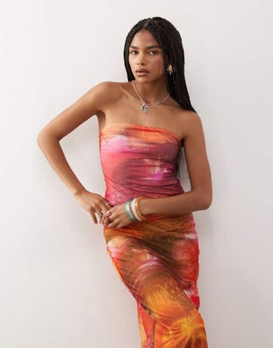 Top bandeau d'ensemble en tulle à imprimé fleurs tropicales - et orange - Monki - Modalova