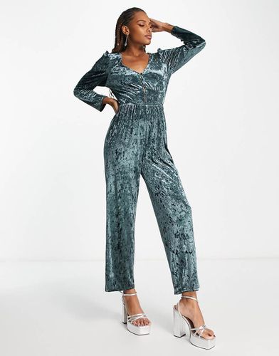 Tuta jumpsuit scuro in velluto riccio - Monki - Modalova