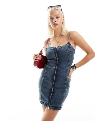 Vestito di jeans corto slavato con zip - Monki - Modalova