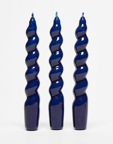 MAEGEN - Confezione da 3 candele affusolate a spirale blu navy - MAEGAN - Modalova