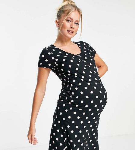 Mamalicious Maternity - Camicia da notte per l'allattamento in cotone nera a pois - MULTI - Mama.licious - Modalova