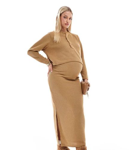 Mamalicious Maternity - Gonna lunga color senape con fascia sopra il pancione in coordinato - Mama.licious - Modalova