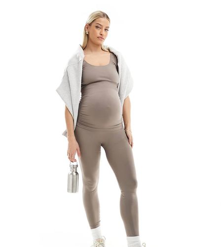 Mamalicious Maternity - Leggings senza cuciture color talpa in coordinato - Mama.licious - Modalova