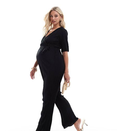 Mamalicious Maternity - Tuta jumpsuit nera plissé - Mama.licious - Modalova