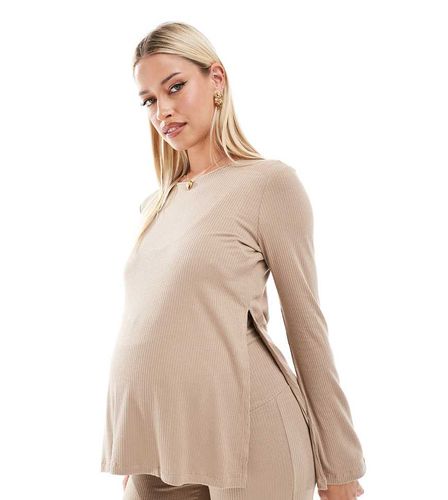 Mamalicious Maternity - Top beige con spacchi in coordinato - Mama.licious - Modalova