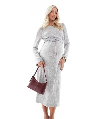 Mamalicious Maternity - Vestito midi a maniche lunghe per l'allattamento chiaro mélange - Mama.licious - Modalova