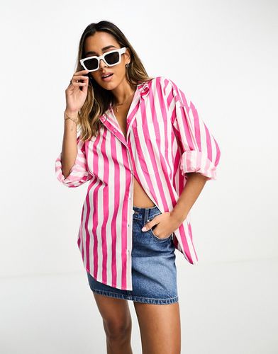 Camicia oversize rosa e bianca a righe - Mango - Modalova