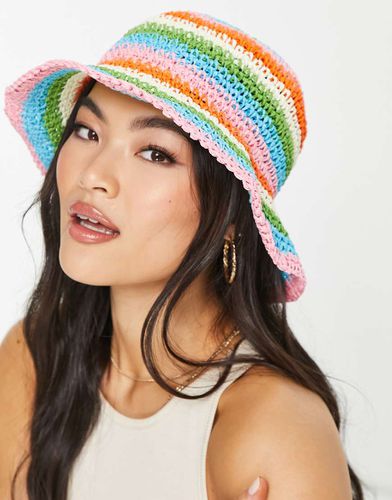 Cappello di paglia stile uncinetto arcobaleno - Mango - Modalova