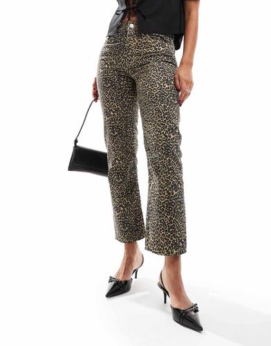 Jeans dritti marroni con stampa leopardata - Mango - Modalova