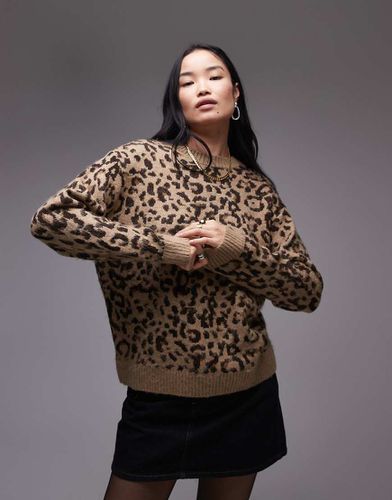 Maglione oversize con scollo rotondo leopardato - Mango - Modalova