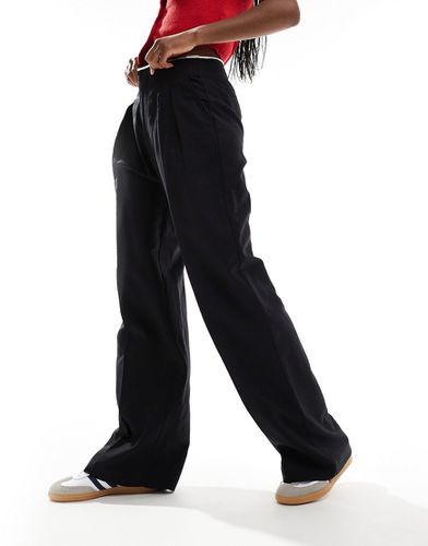 Pantaloni neri in misto lino con fascia in vita - Mango - Modalova