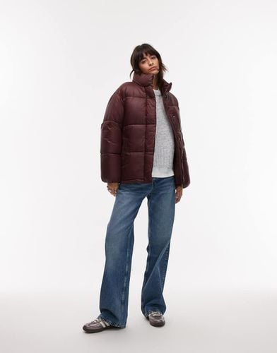 Piumino oversize comodo bordeaux con colletto - Mango - Modalova