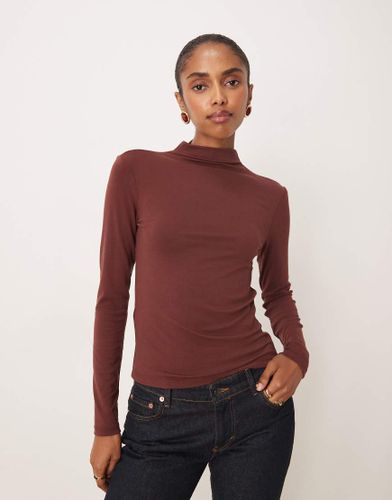 T-shirt à manches longues et col montant - Bordeaux - Mango - Modalova