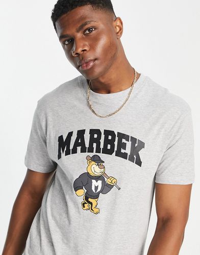 T-shirt grigia con stampa di orso stile college - Marbek - Modalova