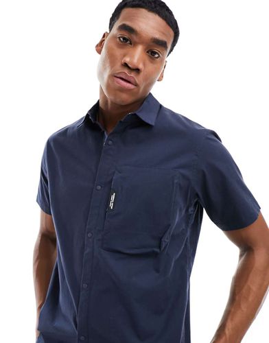 Camicia a maniche corte color navy con tasca - Marshall Artist - Modalova