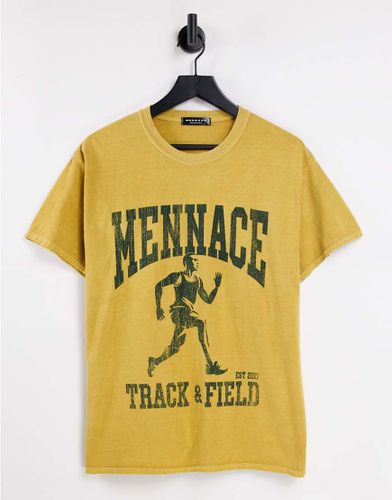 T-shirt gialla con stampa "Track And Field" vintage - Mennace - Modalova