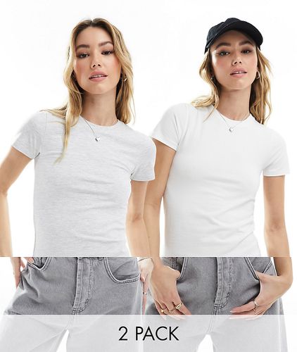 Confezione da 2 T-shirt mini a maniche corte grigio mélange e bianca - Miss Selfridge - Modalova