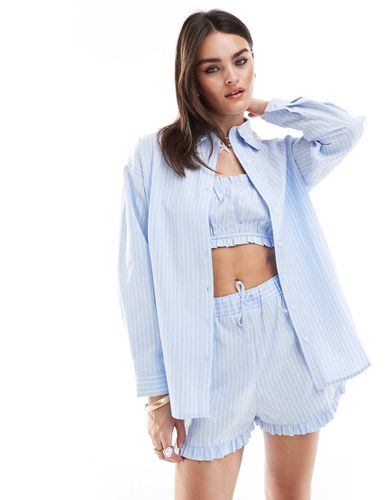 Camicia oversize in popeline a righe con colletto in coordinato - Miss Selfridge - Modalova