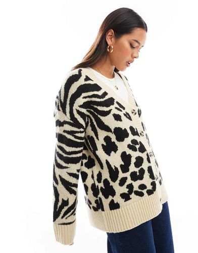 Cardigan lungo neutro con motivo animalier - Miss Selfridge - Modalova