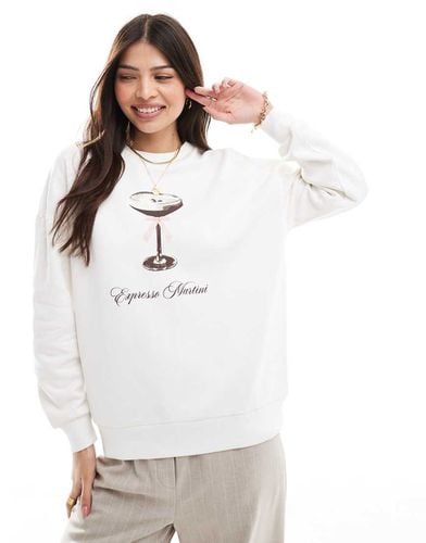 Felpa oversize bianca con stampa "Espresso Martini" - Miss Selfridge - Modalova