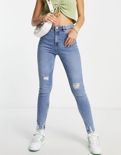 Lizzie - Jeans skinny a vita alta lavaggio medio con strappi sul fondo - Miss Selfridge - Modalova