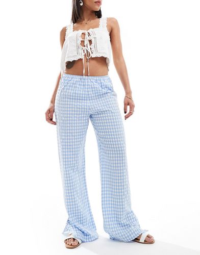 Pantaloni ampi in popeline di cotone a quadretti con laccetti laterali - Miss Selfridge - Modalova