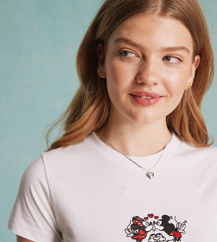 T-shirt con ricamo Disney su licenza di Topolino e Minnie - Miss Selfridge - Modalova