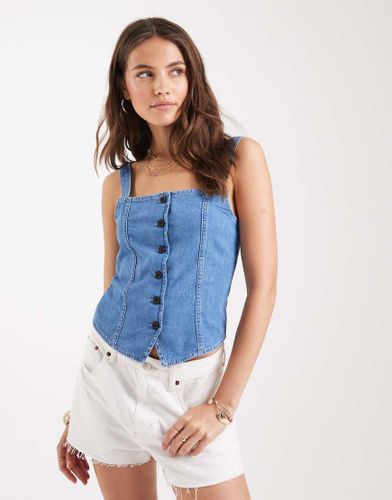 Top corset en jean - moyen délavé - Miss Selfridge - Modalova